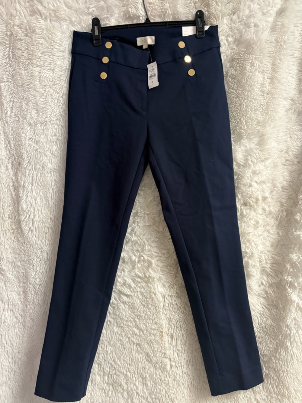 LOFT  High-Waist Button Detail Pants